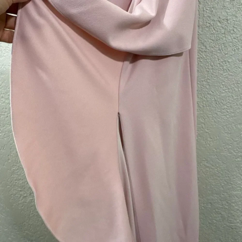 Women’s Evenings Pink Sleeveless Long Dress Tall Size 16 Ruched High Low Hemline